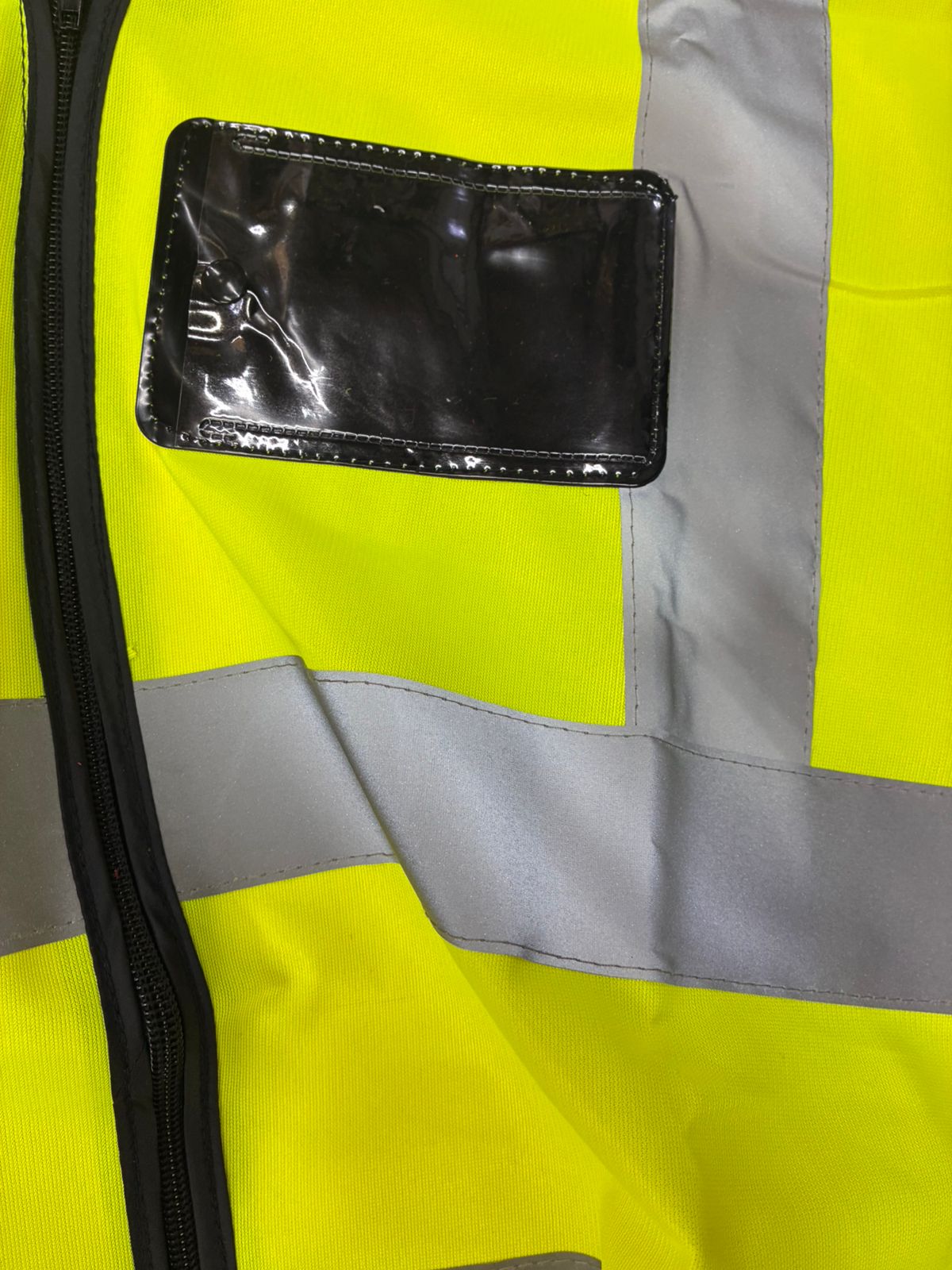 High-Visibility Yellow Safety Vest with ID Pocket & Zipper
