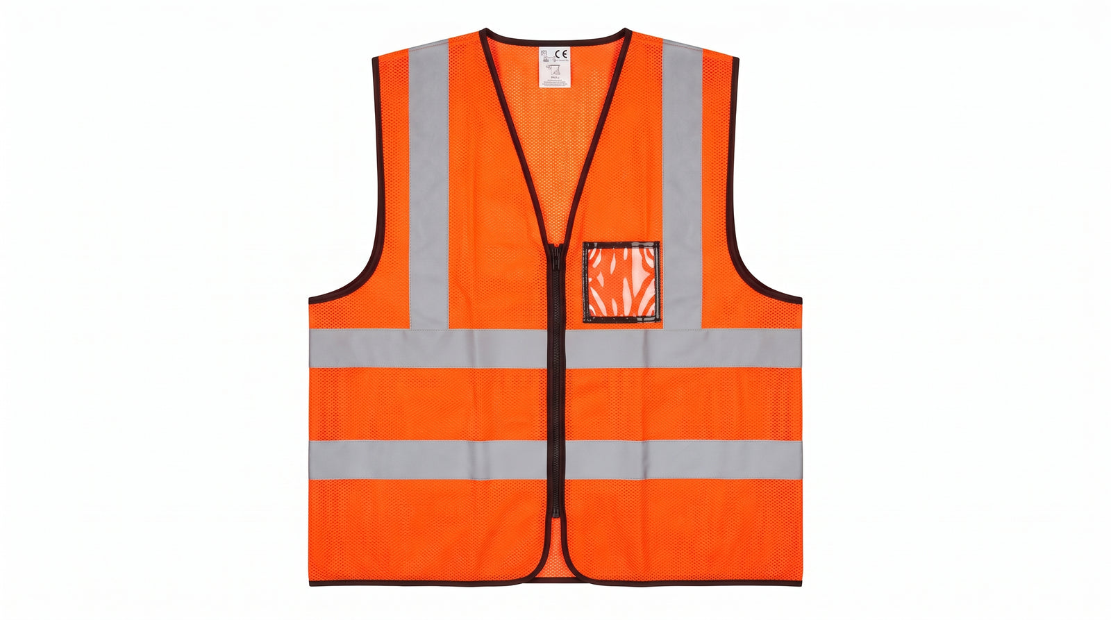 Orange High-Visibility Mesh Safety Vest with Reflective Strips