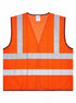 Orange High-Visibility Mesh Safety Vest with Reflective Strips