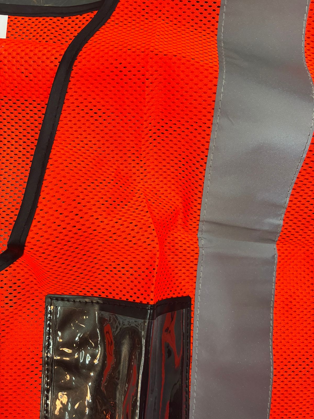 Orange High-Visibility Mesh Safety Vest with Reflective Strips