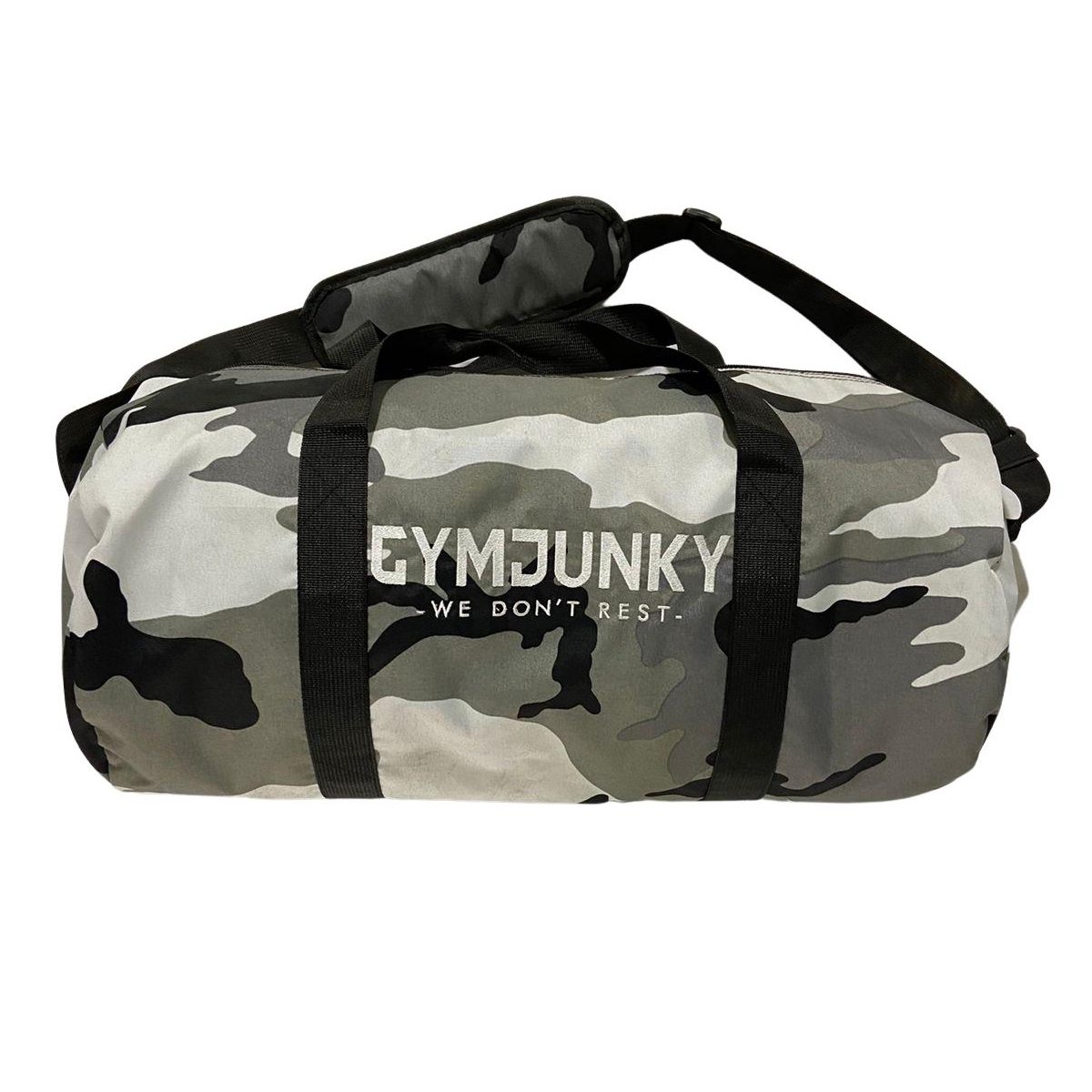 Gym Junky Camouflage Duffle Bag | Grey Camouflage