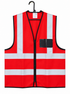 Red High-Visibility Safety Vest with Reflective Strips